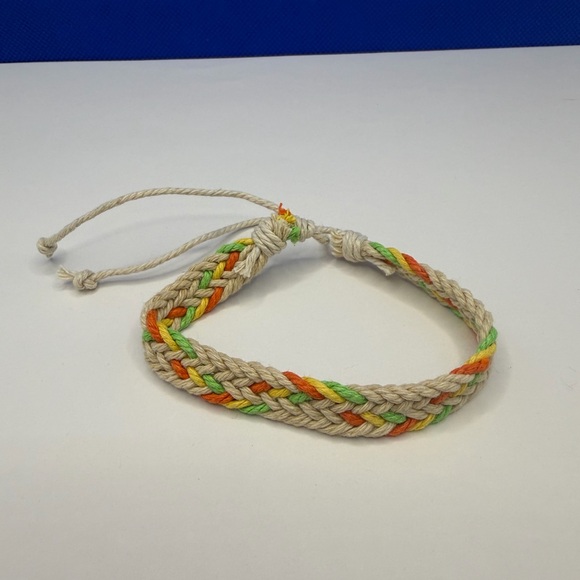 Jewelry - Handmade Braided Cotton Friendship Bracelet in Natural with Neon Accents